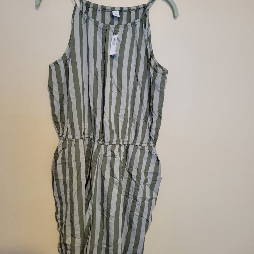 NEW GREEN STRIPED OLD NAVY ROMPER